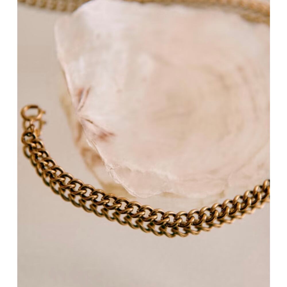 Sézane Harry Necklace Gold Plated Brass Curb Chain Choker 16.5"